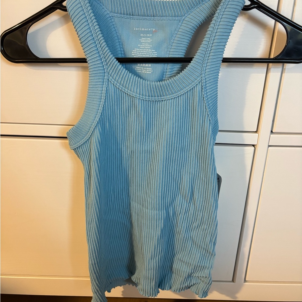 Free People Light Blue Ribbed Tank Top